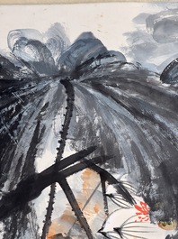 In the manner of Zhang Daqian 張大千 (1898-1983): 'Lotus', ink and colour on paper