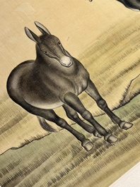Ma Jin 馬晉 (1900-1970): 'Sheep, Donkeys, Rabbits and a Polar bear', ink and colour on silk