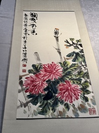 Linlu Xu 许麟庐 (1916-2011): 'Bird and chrysanthemum', ink and colour on paper