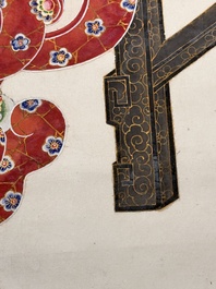 In the manner of Chen Shaofeng 陳兆鳳 (Late Qing Dynasty): 'Qinggong 清供', ink and colour on paper, Cixi mark, 20th C.