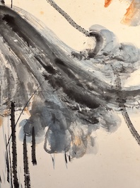 In the manner of Zhang Daqian 張大千 (1898-1983): 'Lotus', ink and colour on paper