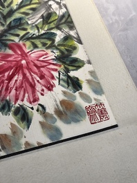 Linlu Xu 许麟庐 (1916-2011): 'Bird and chrysanthemum', ink and colour on paper