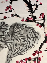 In the manner of Li Kuchan 李苦禪 (1899-1983): 'Chinese cabbage and prunus blossoms', ink and colour on paper