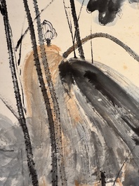 In the manner of Zhang Daqian 張大千 (1898-1983): 'Lotus', ink and colour on paper