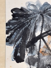 In the manner of Zhang Daqian 張大千 (1898-1983): 'Lotus', ink and colour on paper