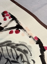 In the manner of Li Kuchan 李苦禪 (1899-1983): 'Chinese cabbage and prunus blossoms', ink and colour on paper