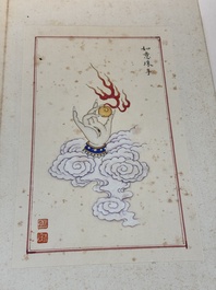 In the manner of Pu Xinyu 溥心畬 (1896-1963): 'Album of Buddha's hands', ink and colour on paper