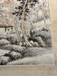 In the manner of Qi Gong 啟功 (1912-2005): 'Mountainous landscape', ink and colour on paper