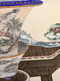 In the manner of Chen Shaofeng 陳兆鳳 (Late Qing Dynasty): 'Qinggong 清供', ink and colour on paper, Cixi mark, 20th C.