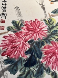 Linlu Xu 许麟庐 (1916-2011): 'Bird and chrysanthemum', ink and colour on paper