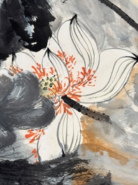 In the manner of Zhang Daqian 張大千 (1898-1983): 'Lotus', ink and colour on paper