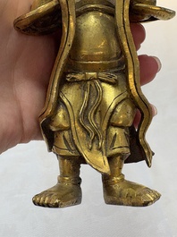 A Chinese gilt-bronze figure of Sudhana, 16/17th C.