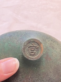 A Chinese bronze tripod censer, Nei Tan Jiao She 内坛郊社 and Qing Qian Gong 清乾宫 mark, 18/19th C.