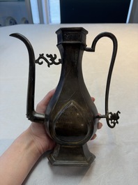 A Chinese bronze vase and ewer, and a Japanese vase, 18/19th C.