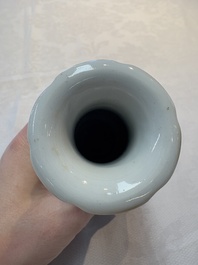 A Chinese famille rose vase and a small qianjiang cai vase, Qianlong mark, 19th C.