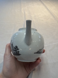 A Chinese grisaille 'Scheveningen' and 'Workum' teapot, Qianlong