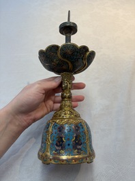 A pair of Chinese cloisonn&eacute; candle holders, 19th C.