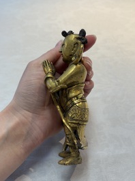 A Chinese gilt-bronze figure of Sudhana, 16/17th C.