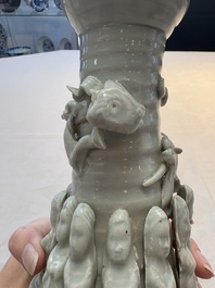 Two Chinese qingbai-glazed urns with applied design, Song