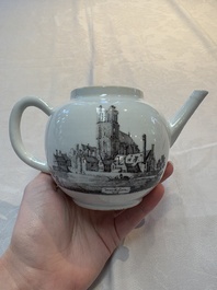 A Chinese grisaille 'Scheveningen' and 'Workum' teapot, Qianlong