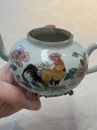 Two Chinese famille rose teapots, an Imari-style teapot and a Dutch-decorated teapot, Yongzheng/Qianlong
