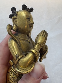 A Chinese gilt-bronze figure of Sudhana, 16/17th C.