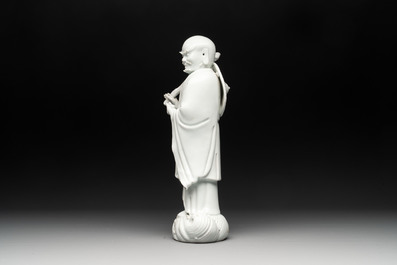 A Chinese Dehua blanc de Chine Damo, Dehua and He Chaozong 何朝宗 mark, 19th C.
