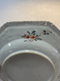 A Chinese famille verte octagonal plate and a 'reticulated border' plate, Kangxi