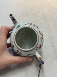 Two Chinese famille rose teapots, an Imari-style teapot and a Dutch-decorated teapot, Yongzheng/Qianlong
