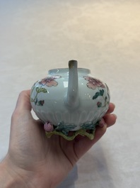 Two Chinese famille rose teapots, an Imari-style teapot and a Dutch-decorated teapot, Yongzheng/Qianlong