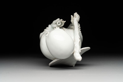 A Chinese Dehua blanc de Chine Damo, Dehua and He Chaozong 何朝宗 mark, 19th C.