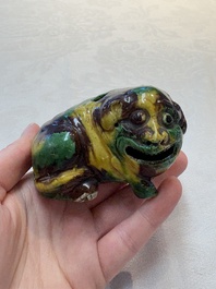 A Chinese sancai-glazed model of a dog, 19th C.