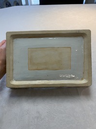 An extremely rare Chinese armorial rectangular basket with the arms of Sioc'han de Kersabiec, Kangxi, ca. 1715