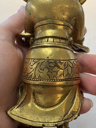 A Chinese gilt-bronze figure of Sudhana, 16/17th C.