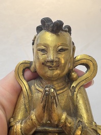 A Chinese gilt-bronze figure of Sudhana, 16/17th C.