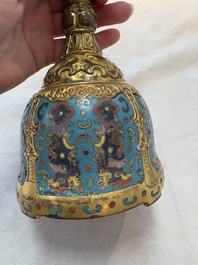 A pair of Chinese cloisonn&eacute; candle holders, 19th C.