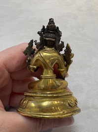 A Tibetan gilt-bronze Tara and a silver Tara, 19/20th C.