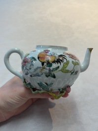 Two Chinese famille rose teapots, an Imari-style teapot and a Dutch-decorated teapot, Yongzheng/Qianlong