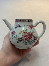 Two Chinese famille rose teapots, an Imari-style teapot and a Dutch-decorated teapot, Yongzheng/Qianlong