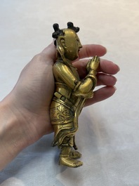 A Chinese gilt-bronze figure of Sudhana, 16/17th C.