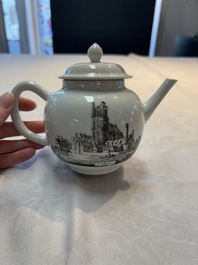 A Chinese grisaille 'Scheveningen' and 'Workum' teapot, Qianlong