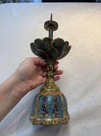 A pair of Chinese cloisonn&eacute; candle holders, 19th C.