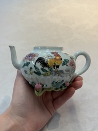 Two Chinese famille rose teapots, an Imari-style teapot and a Dutch-decorated teapot, Yongzheng/Qianlong