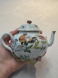 Two Chinese famille rose teapots, an Imari-style teapot and a Dutch-decorated teapot, Yongzheng/Qianlong