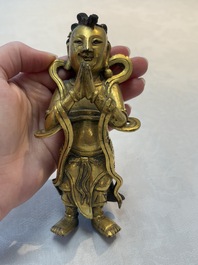 A Chinese gilt-bronze figure of Sudhana, 16/17th C.