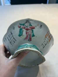 A Chinese famille rose 'Wu Shuang Pu' vase and a tazza, 19/20th C.