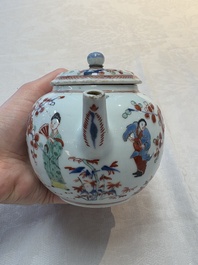 Two Chinese famille rose teapots, an Imari-style teapot and a Dutch-decorated teapot, Yongzheng/Qianlong