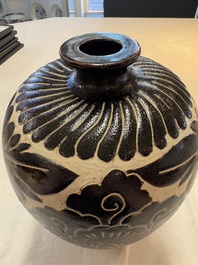 A Chinese cizhou 'meiping' vase with floral design, probably Song/Yuan