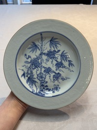 A Chinese blue and white plate with floral design, Johanneum mark, ex-collection of August the Strong, Yongzheng