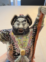 Three Chinese famille rose figures, Cai Yong Xin Zao 蔡永新造 mark, 19/20th C.